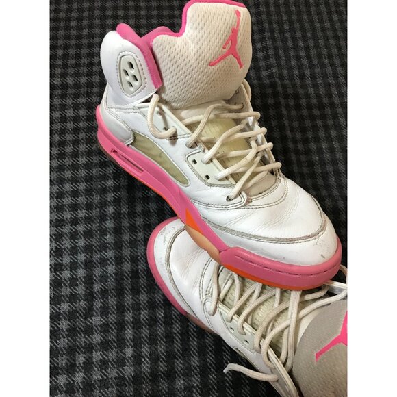 Nike Air Jordan 5 Retro GS White / Pink / Orange High-Top Sneakers Size 6Y Youth - Picture 4 of 9